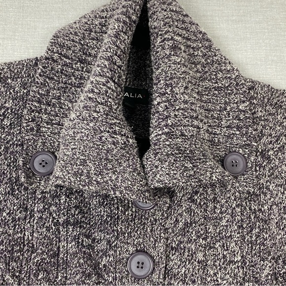 Dalia Button Up Cardigan Sweater Sz Medium Thick Tight Knit Fold Over Collar - Picture 4 of 9